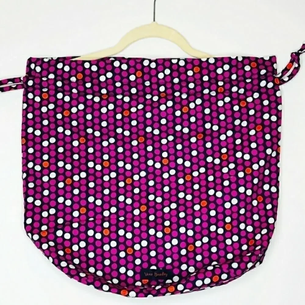 Vera Bradley Navy with Pink Polka Dot Drawstring Satchel, Backpack, Wet Bag NWOT